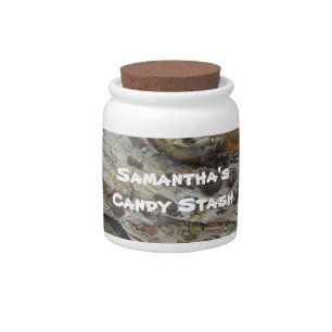 Driftwood Grain Pattern with Name Woodgrain Candy Jar