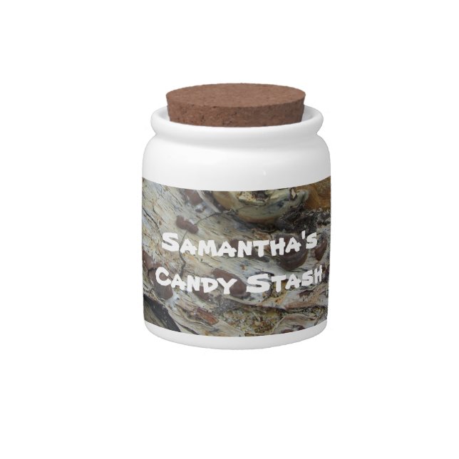 Driftwood Grain Pattern with Name Woodgrain Candy Jar (Front)