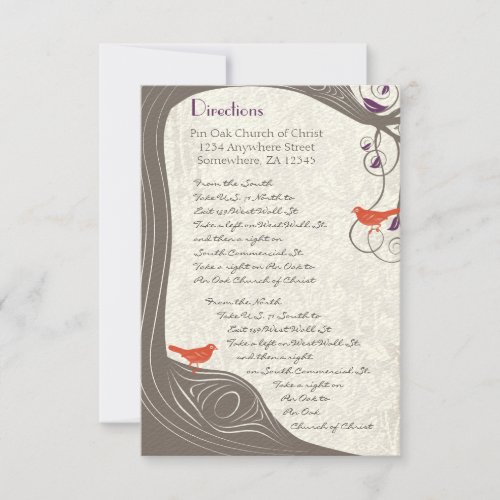 Driftwood Gray Coral Orange Tree Swirl Direction Invitation