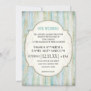 Driftwood Ocean Beach Coastal Seashore Wedding Invitation