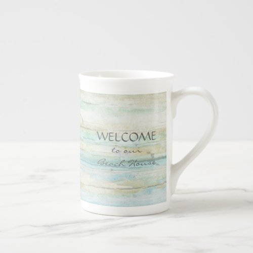 Driftwood Ocean Beach House Coastal Seashore Bone China Mug