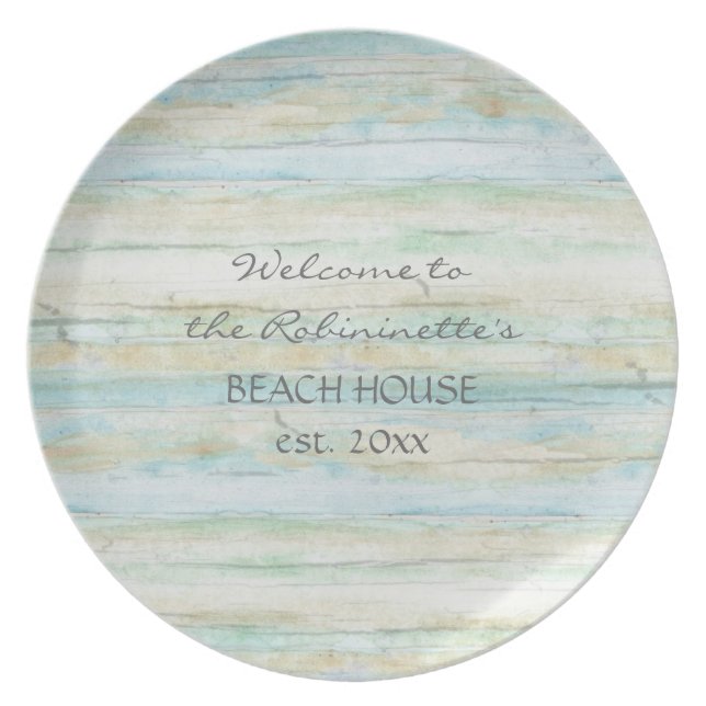 Driftwood Ocean Beach House Coastal Seashore Dinner Plate (Front)
