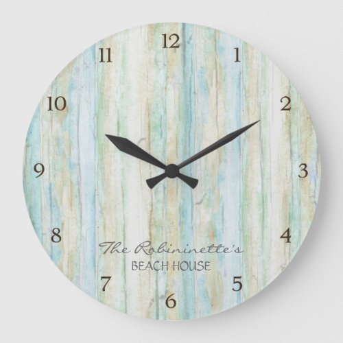 Driftwood Ocean Beach House Coastal Seashore Large Clock