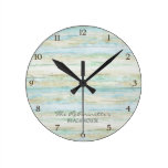 Driftwood Ocean Beach House Coastal Seashore Round Clock