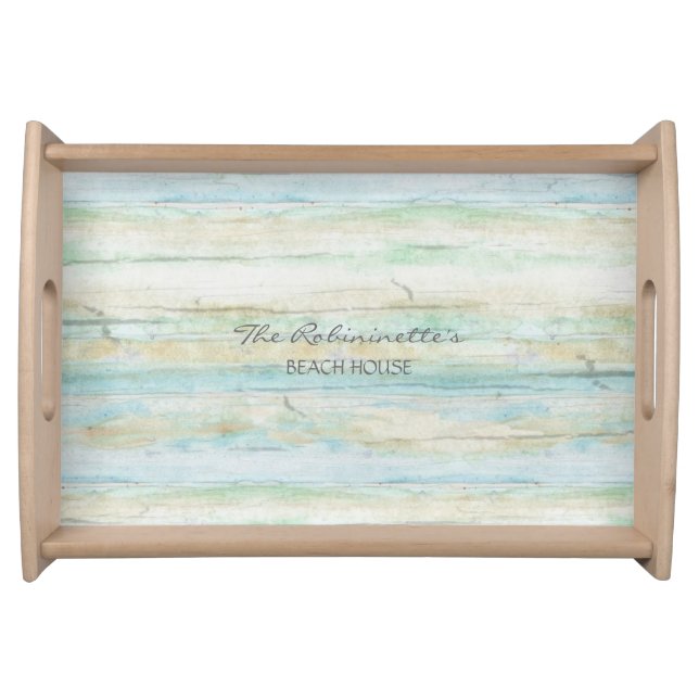 Driftwood Ocean Beach House Coastal Seashore Serving Tray (Front)