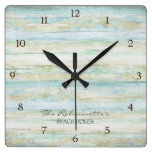 Driftwood Ocean Beach House Coastal Seashore Square Wall Clock