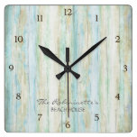Driftwood Ocean Beach House Coastal Seashoredriftw Square Wall Clock