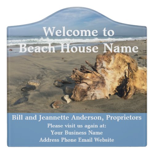 Driftwood Ocean Beach Photography Custom Business Door Sign