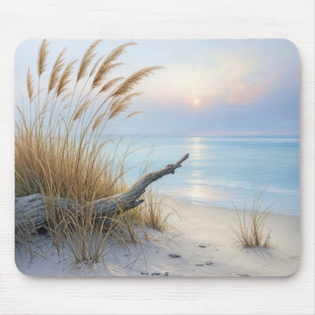 Driftwood On a Morning Beach Mouse Pad (Front)