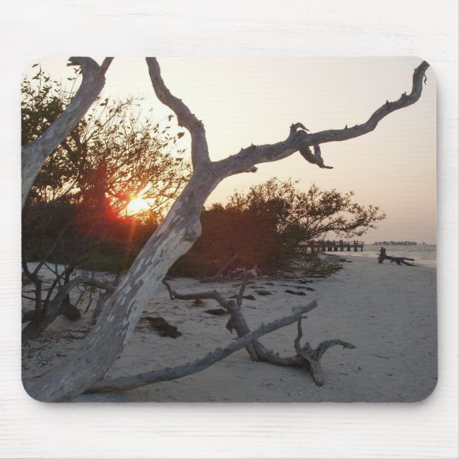Driftwood on beach with sunset mouse pad (Front)