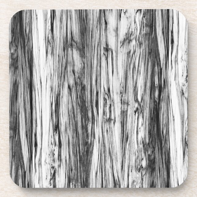 Driftwood pattern - black, white and grey drink coaster (Front)