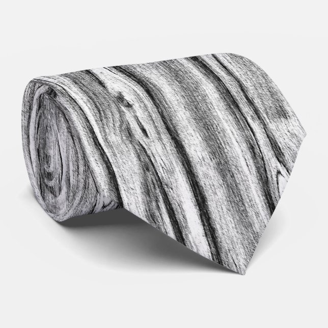 Driftwood pattern - black, white and grey neck tie (Rolled)