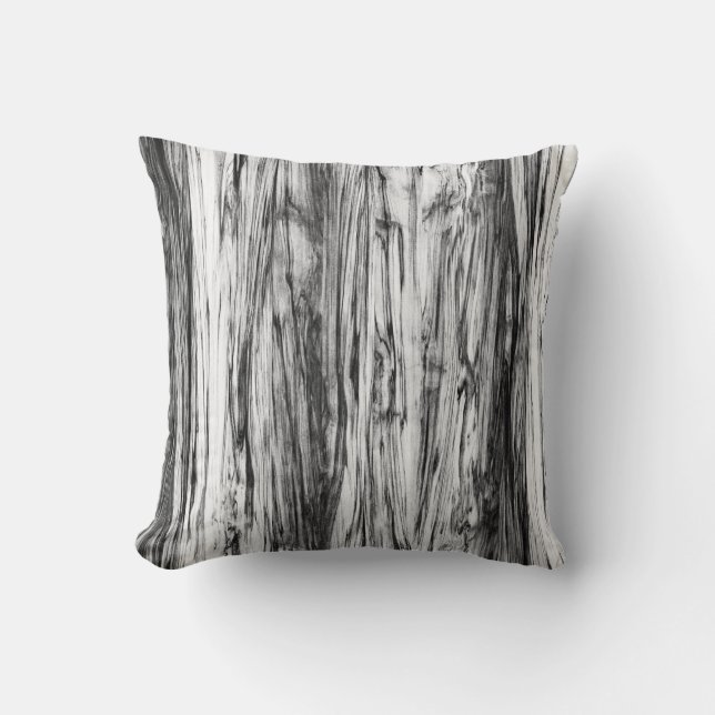 Driftwood pattern - black, white and grey throw pillow (Front)
