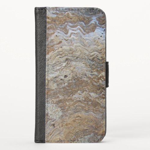 Driftwood Pattern Brown Waves Horizontal Stripes iPhone X Wallet Case