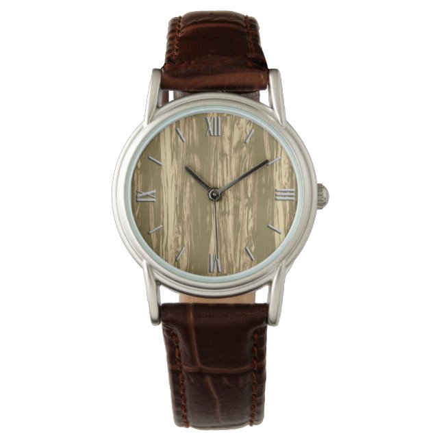 Driftwood pattern - cocoa brown and tan watch (Front)
