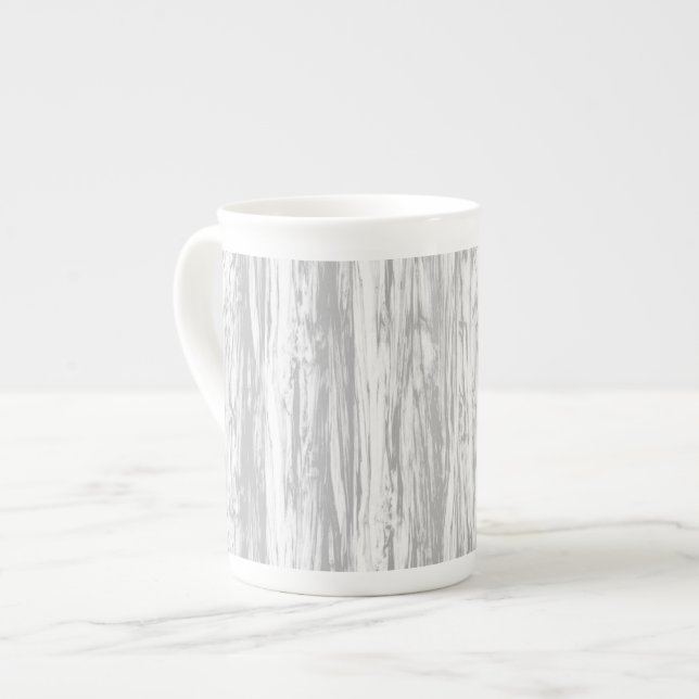 Driftwood pattern - grey / gray and white bone china mug (Front Left)