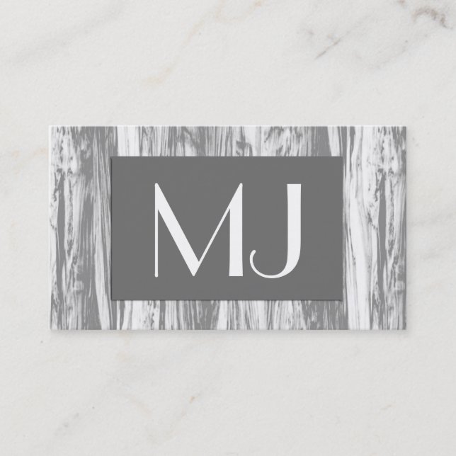 Driftwood pattern - grey / gray and white business card (Front)