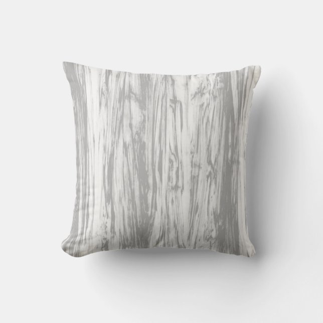 Driftwood pattern - grey / gray and white throw pillow (Front)