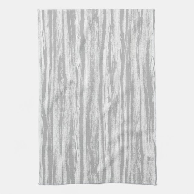 Driftwood pattern - grey / gray and white towel (Vertical)