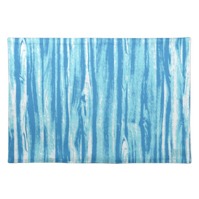 Driftwood pattern - ocean blue and white cloth placemat (Front)