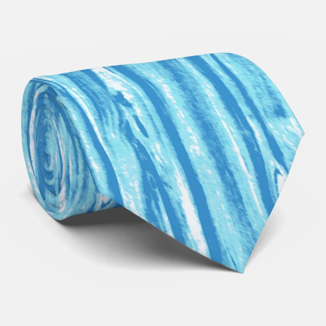 Driftwood pattern - ocean blue and white tie (Rolled)