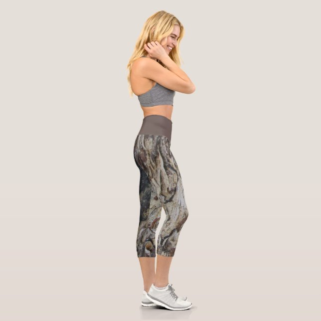 Driftwood Pattern Photo Nature Rustic Woodgrain Capri Leggings (Right)