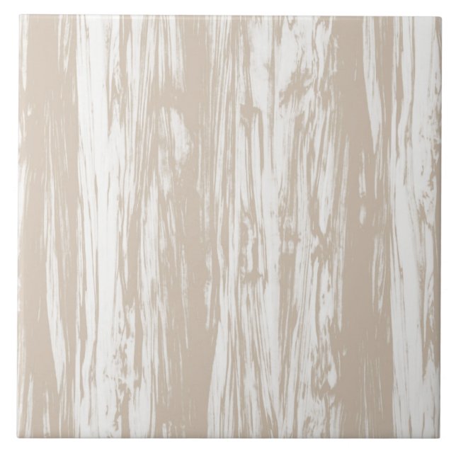Driftwood pattern - taupe tan and white ceramic tile (Front)