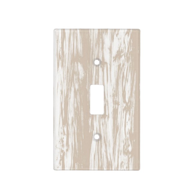 Driftwood pattern - taupe tan and white light switch cover (Front)