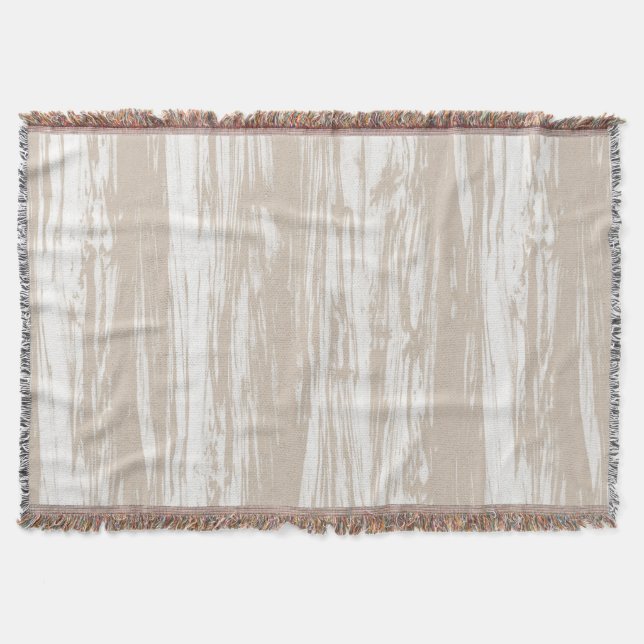 Driftwood pattern - taupe tan and white throw blanket (Front)