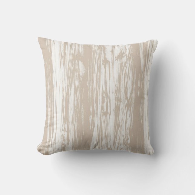 Driftwood pattern - taupe tan and white throw pillow (Front)