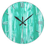 Driftwood pattern - turquoise and white large clock