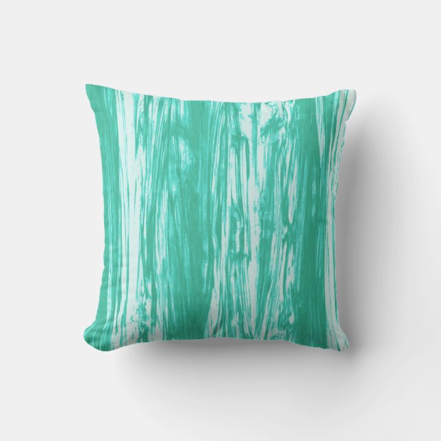 Driftwood pattern - turquoise and white throw pillow (Front)