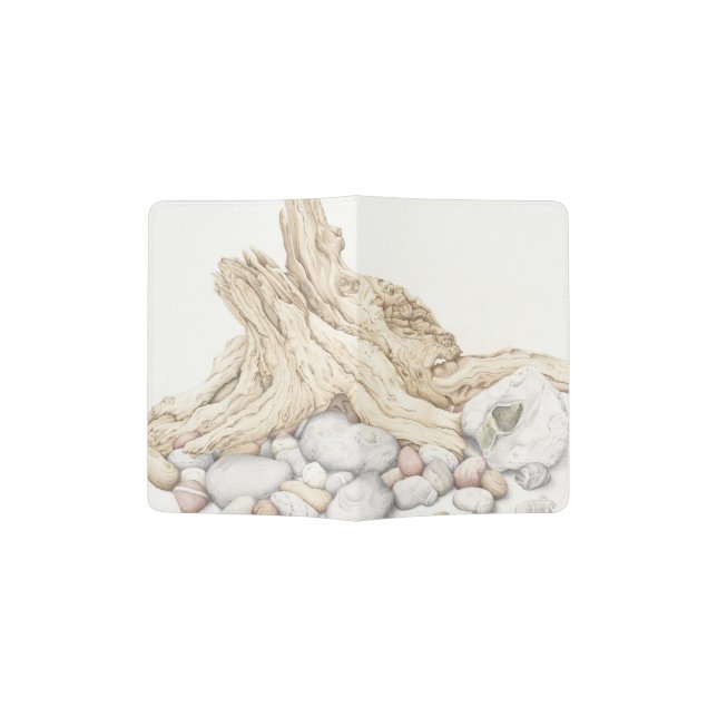 Driftwood & Pebbles Still Life Passport Holder (Opened)