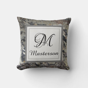 Driftwood Photo Abstract Nature Photo Monogram Throw Pillow