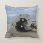 Driftwood Rests on Pacific Coast Sand Beach Time Throw Pillow