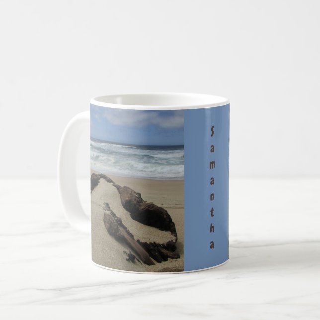 Driftwood Sand Ocean Pacific Coast Beach Coffee Mug (Front Left)