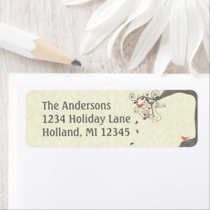 Driftwood Tree Orange Love Bird Return Address Label