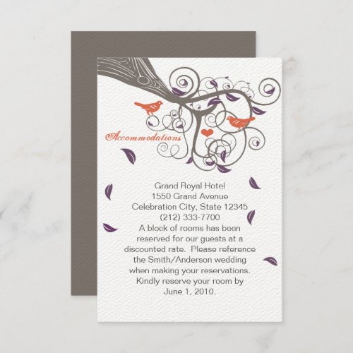 Driftwood Tree Purple Leaf Swirl Accommodations Enclosure Card