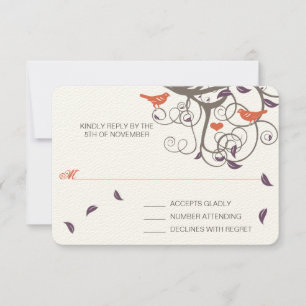 Driftwood Tree Swirl Love Birds Wedding RSVP