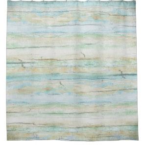 Driftwood Watercolor Beach Coastal Horizontal Wood Shower Curtain