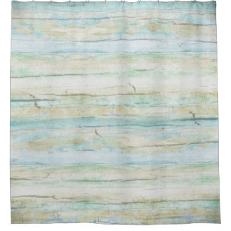 Driftwood Watercolor Beach Coastal Horizontal Wood Shower Curtain