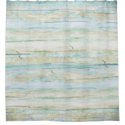 Driftwood Watercolor Beach Coastal Horizontal Wood Shower Curtain