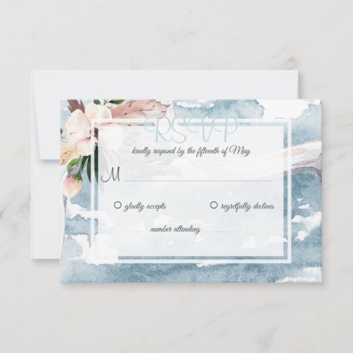 Driftwood Watercolor Beach Wedding RSVP Invitation