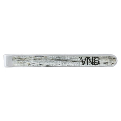 Driftwood Weathered Grey Personalized Silver Finish Tie Bar