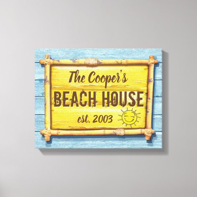 DriftwoodBeach House family sign stretched canvas (Front)