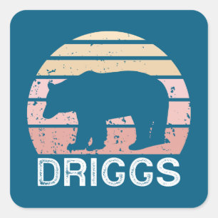 Driggs Idaho Retro Bear Square Sticker