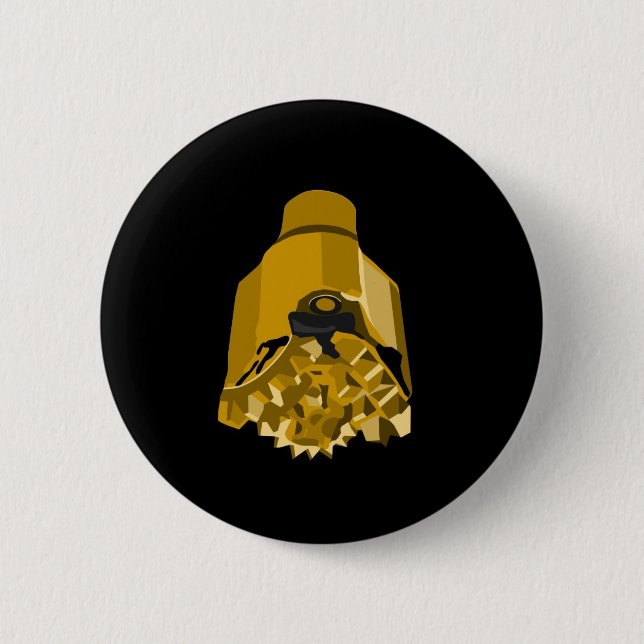 drill bit black pinback button (Front)