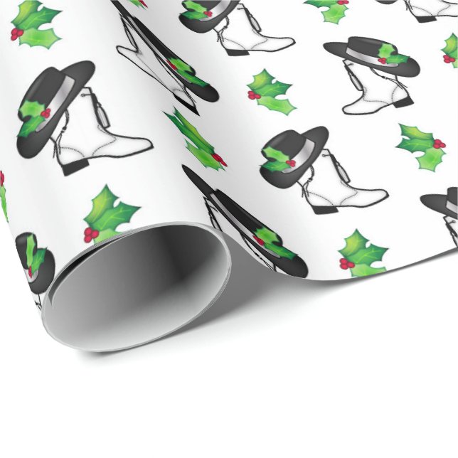 Drill Dance Team Christmas Boot and Hat Wrapping Paper (Roll Corner)