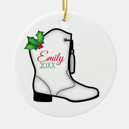 Drill Dance Team Christmas Boot Ceramic Ornament