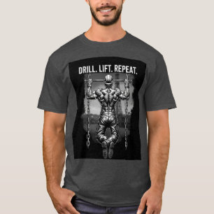 Drill. Lift. Repeat. - Oilfield Worker Workout T-Shirt